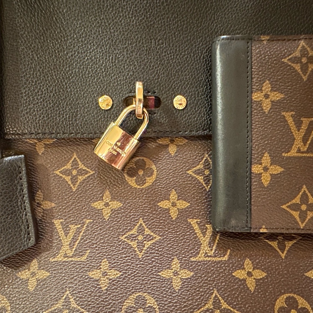 Louis Vuitton Brown and Black Shoulder Bag with Iconic Monogram